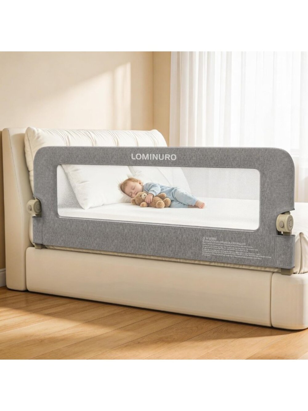 Foldable Toddler Bed Rail, 75in Safety Guard with Washable Fabric & Steel Frame